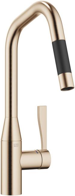 Single Handle Pull Down Kitchen Faucet in Brushed Champagne 22kt Gold