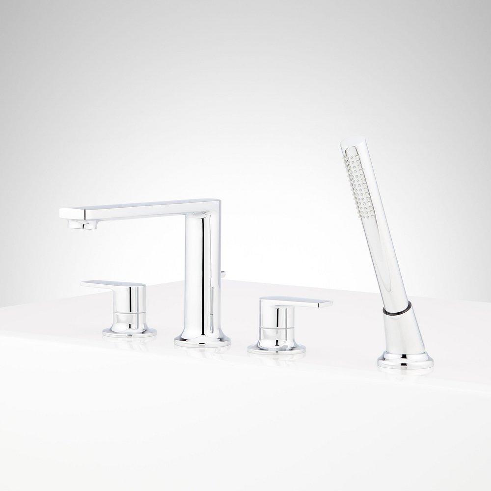 Signature Hardware Chrome Two Handle Roman Tub Faucet and Hand Shower (Trim Only) 