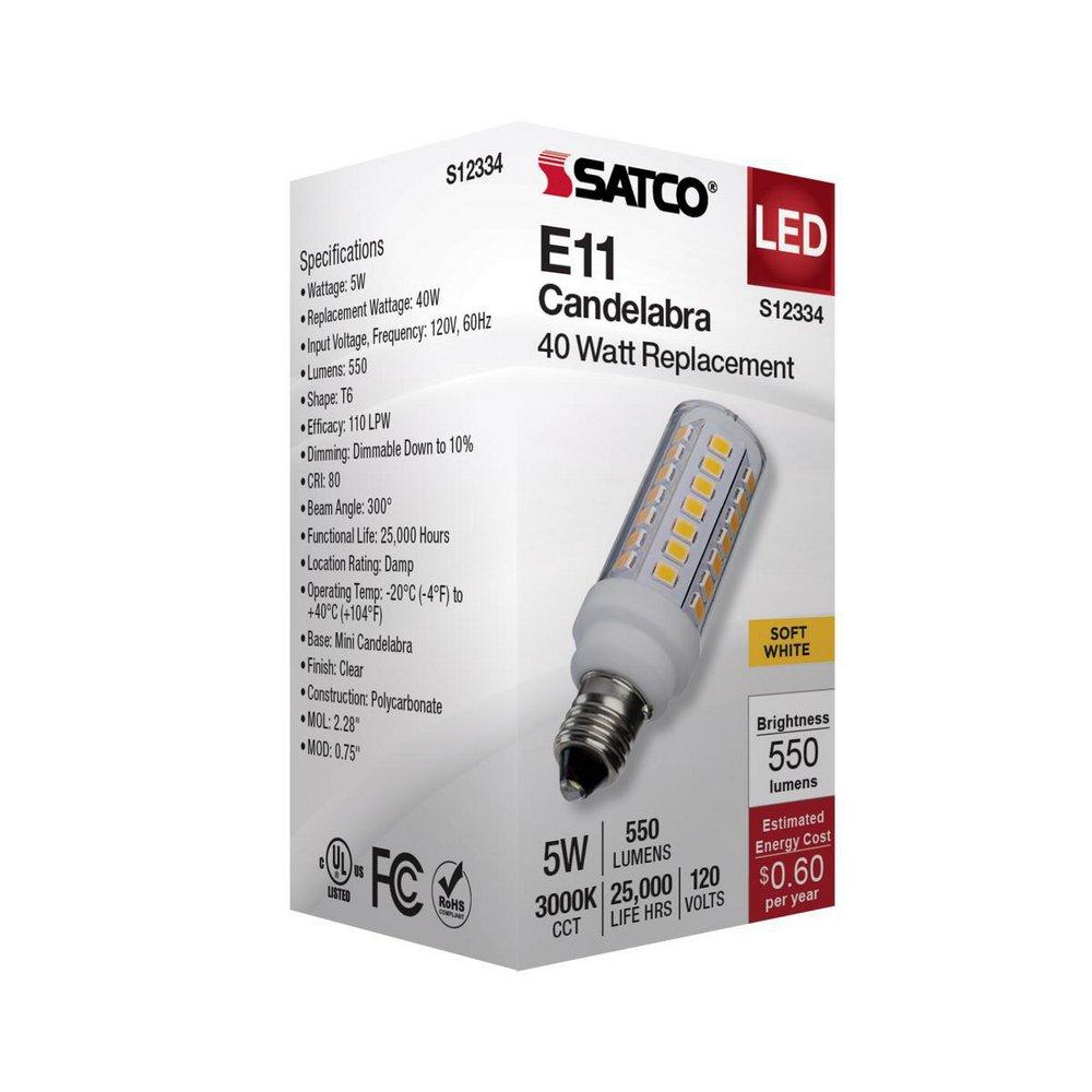 5 WATT T6 LED CLEAR FINISH E11 BASE 3000K 120 VOLT 