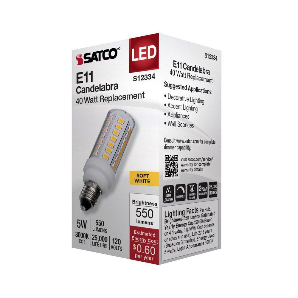5 WATT T6 LED CLEAR FINISH E11 BASE 3000K 120 VOLT 