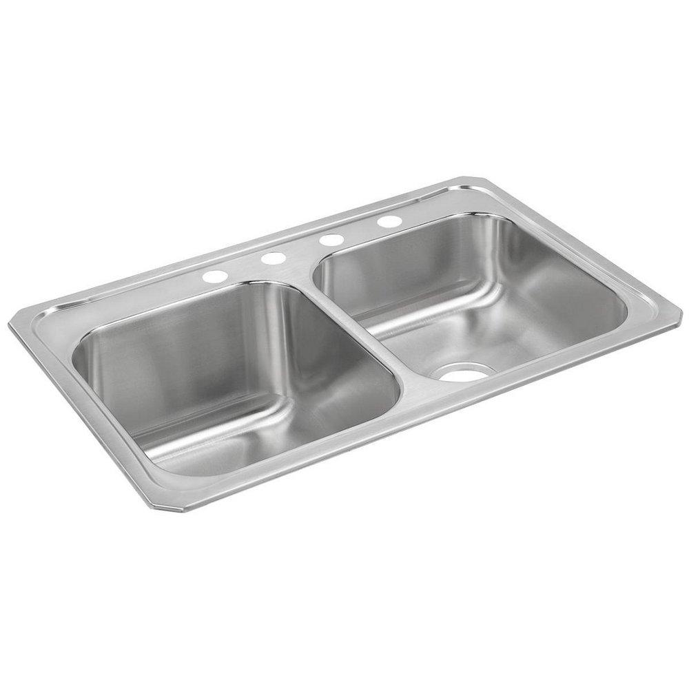 Elkay Brushed Satin 33 x 22 in. Stainless Steel Double Bowl Drop-in Kitchen Sink in Brushed Satin 