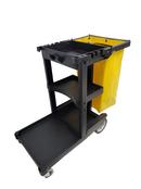 JANITOR CART BLACK 3 SHELF 