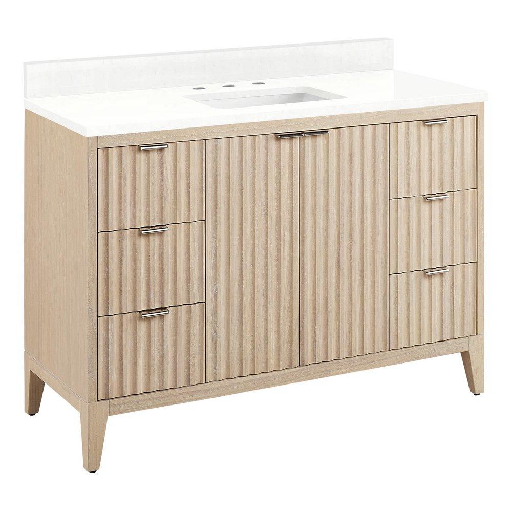 48 BAYLISS VANITY WITH RECTANGULAR UNDERMOUNT SINK - STONEWARE WHITE - FEATHERED WHITE - WIDESPREAD 