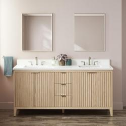 72 in. Floor Mount Vanity in Stoneware White with Arctic White Quartz