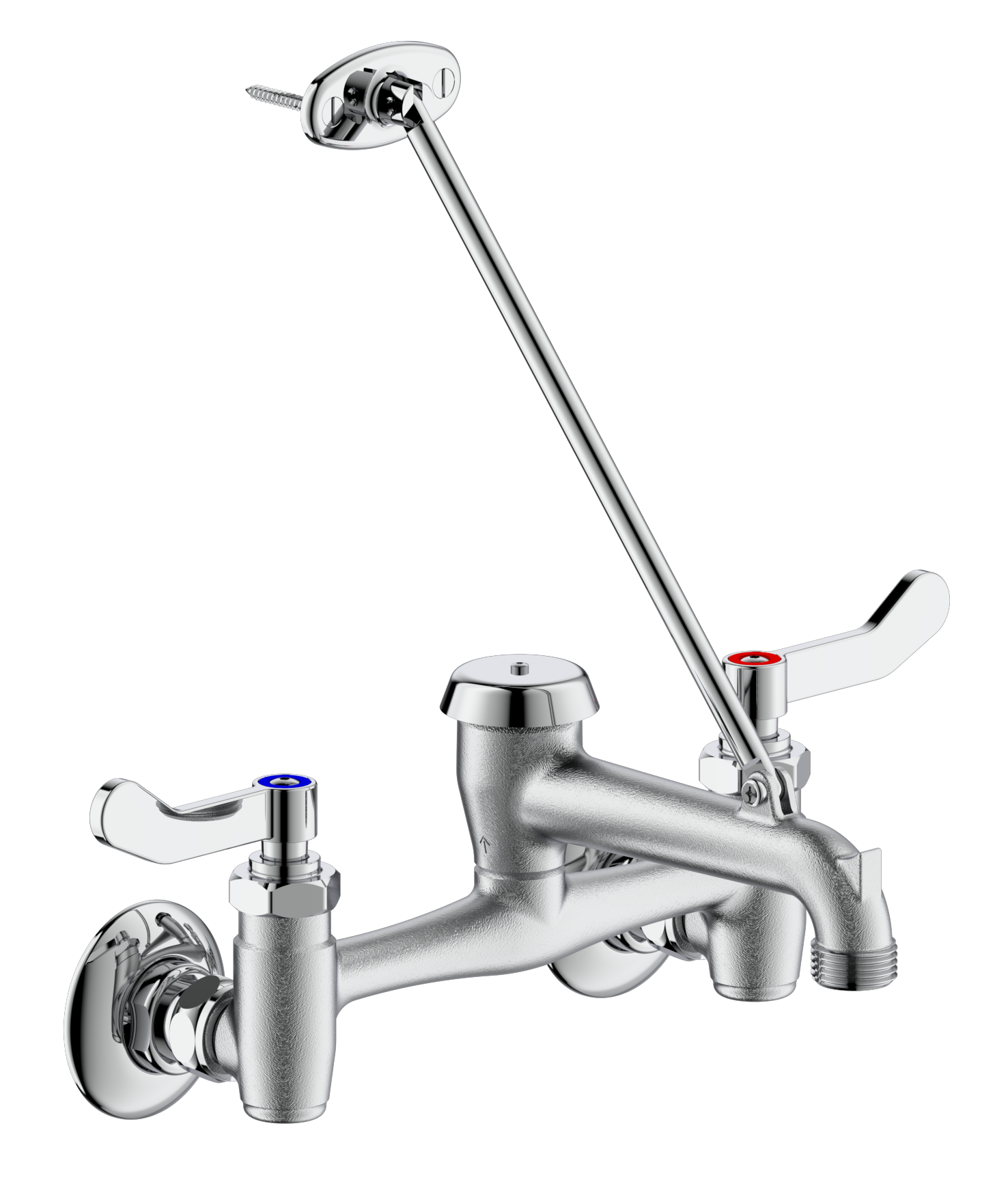Lead Free Two Handle Wall Mount Service Sink Faucet in Polished Chrome 