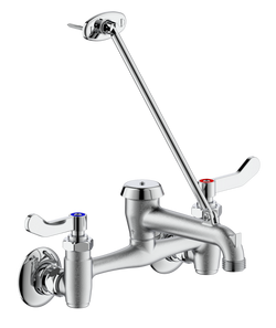 Lead Free Two Handle Wall Mount Service Sink Faucet in Polished Chrome