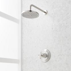 Pressure Balanced Shower Only Trim Package in Brushed Nickel with Cross Handle - Includes Valve