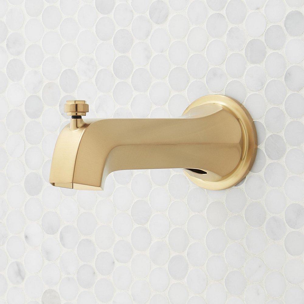 ELITA PRESSURE BALANCE TUB AND SHOWER SYSTEM - CROSS HANDLE - BRUSHED GOLD 