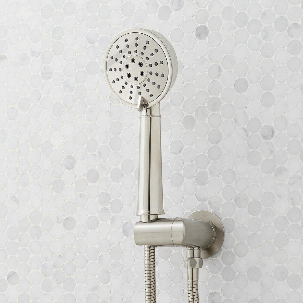 ELITA PRESSURE BALANCE SHOWER SYSTEM WITH HAND SHOWER - LEVER HANDLES - BRUSHED NICKEL 