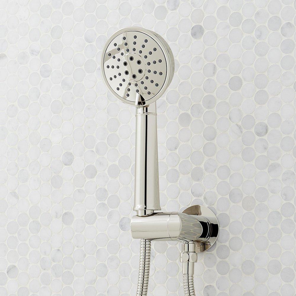 ELITA PRESSURE BALANCE SHOWER SYSTEM WITH HAND SHOWER - LEVER HANDLES - POLISHED NICKEL 