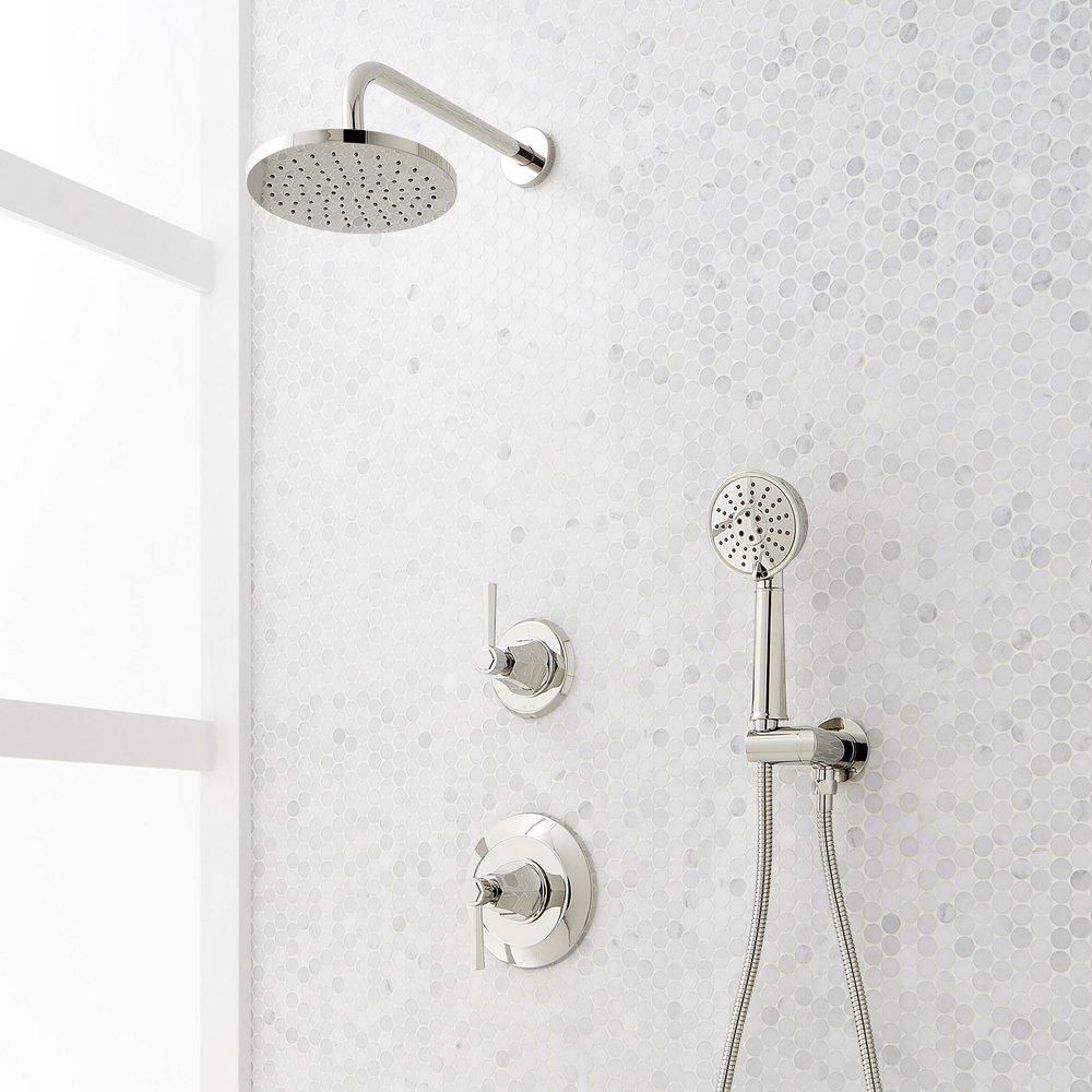 ELITA PRESSURE BALANCE SHOWER SYSTEM WITH HAND SHOWER - LEVER HANDLES - POLISHED NICKEL 