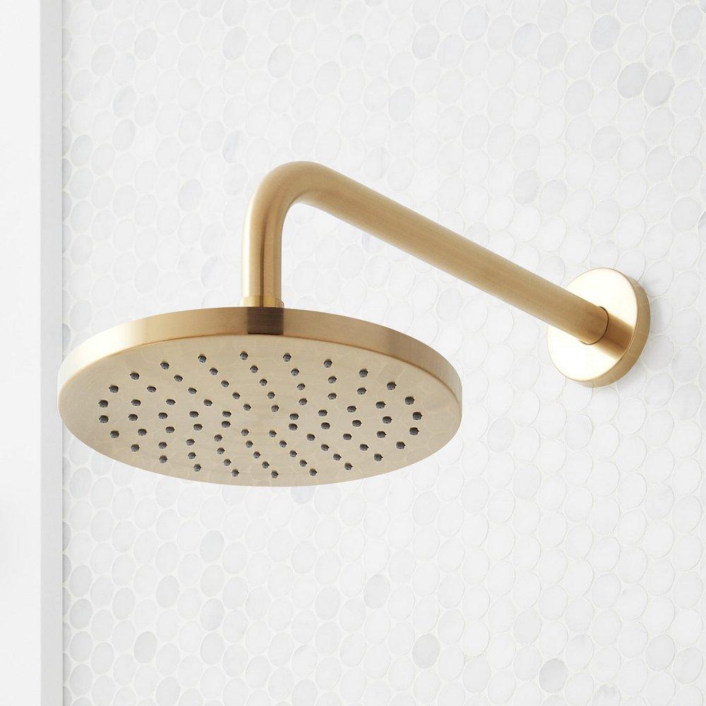 ELITA PRESSURE BALANCE SHOWER SYSTEM WITH SLIDE BAR AND HAND SHOWER - LEVER HANDLES - BRUSHED GOLD 