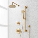 ELITA PRESSURE BALANCE SHOWER SYSTEM WITH SLIDE BAR AND HAND SHOWER - CROSS HANDLES - BRUSHED GOLD 