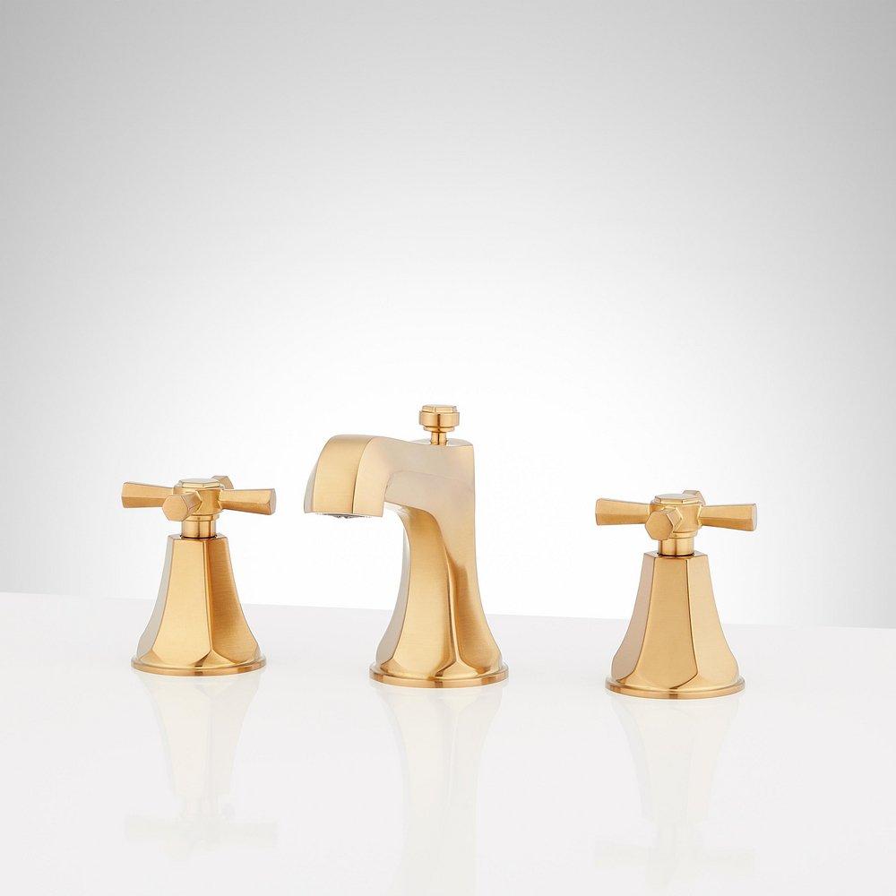 ELITA WIDESPREAD BATHROOM FAUCET - CROSS HANDLES - BRUSHED GOLD 