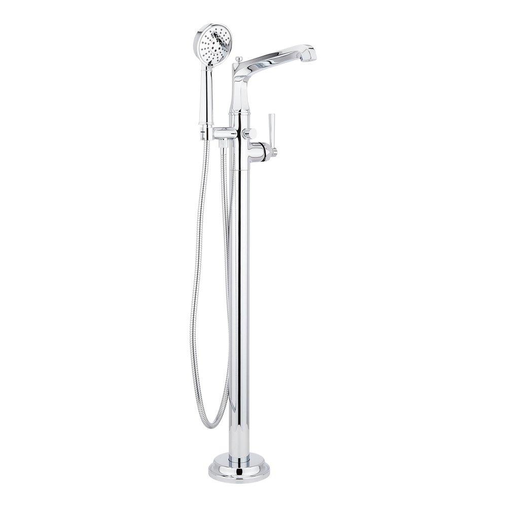 ELITA FREESTANDING TUB FAUCET WITH HAND SHOWER AND ROUGH-IN VALVE LESS STOPS - LEVER HANDLE - CHROME 
