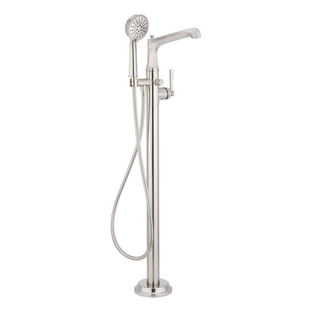 ELITA FREESTANDING TUB FAUCET WITH HAND SHOWER AND ROUGH-IN VALVE WITH STOPS - LEVER-BRUSHED NICKEL 