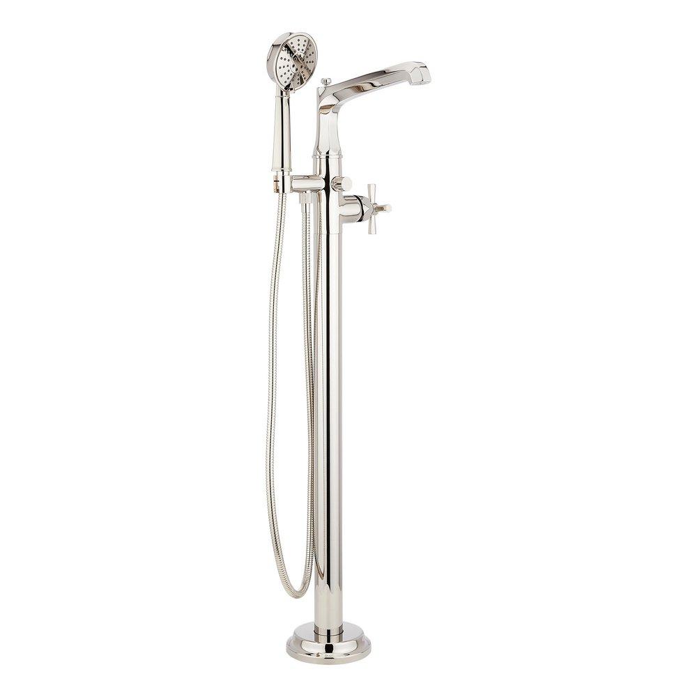 ELITA FREESTANDING TUB FAUCET WITH HAND SHOWER AND ROUGH-IN VALVE LESS STOPS - CROSS-POLISHED NICKEL 