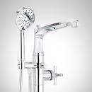 ELITA FREESTANDING TUB FAUCET WITH HAND SHOWER AND ROUGH-IN VALVE WITH STOPS - CROSS HANDLE - CHROME 