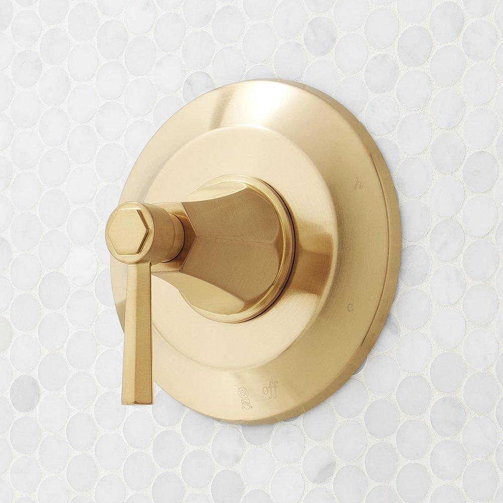 ELITA PRESSURE BALANCE SHOWER VALVE TRIM WITH ROUGH-IN VALVE - LEVER HANDLE - BRUSHED GOLD 
