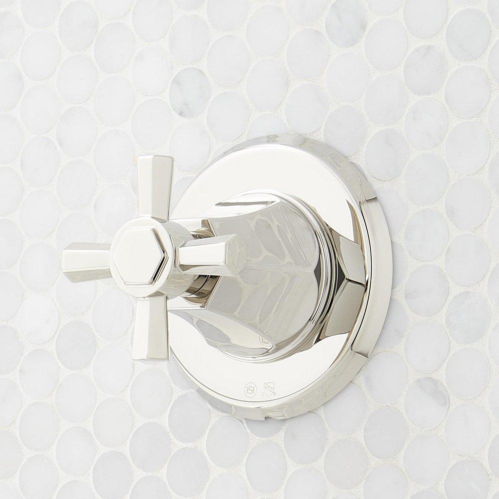 ELITA IN-WALL SHOWER DIVERTER TRIM - CROSS HANDLE - POLISHED NICKEL 