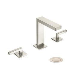 Two Handle Widespread Bathroom Sink Faucet in Satin Nickel