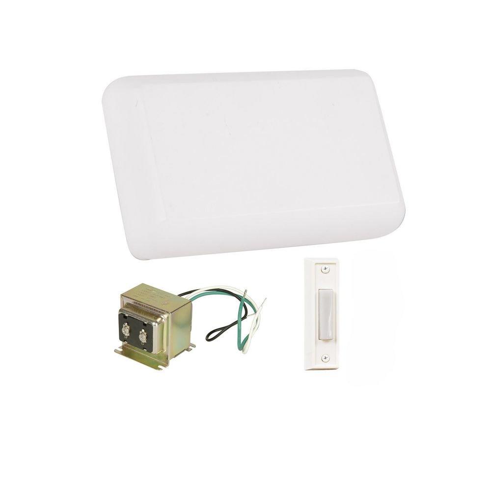 White Chime Kit with Doorbell Button & Transformer 