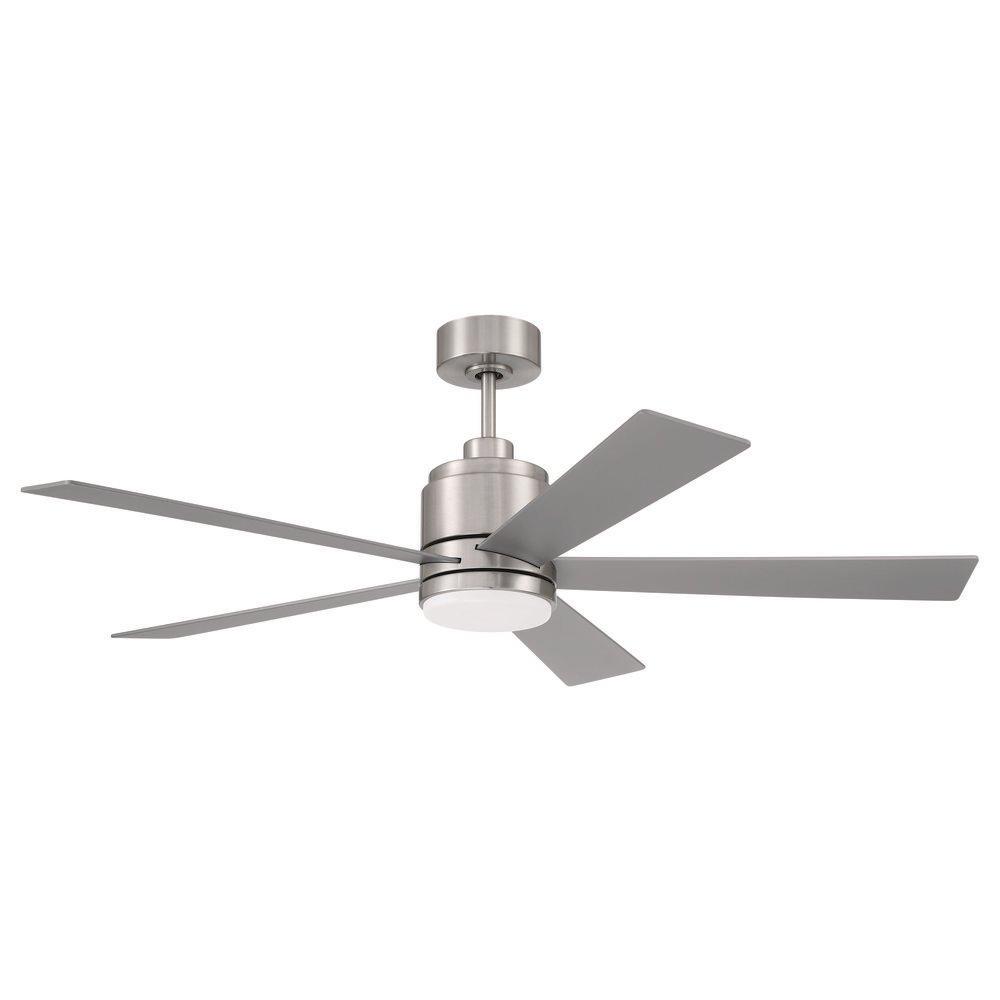 52 in. 5-Blade Indoor LED Ceiling Fan in Brushed Polished Nickel 