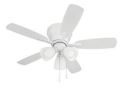 42in. 5-Blade Ceiling Fan with White with White/Washed Oak Blades, 3 Light Kit