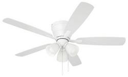 52in. 5-Blade Ceiling Fan with White/Washed Oak Blades, 3 Light Kit