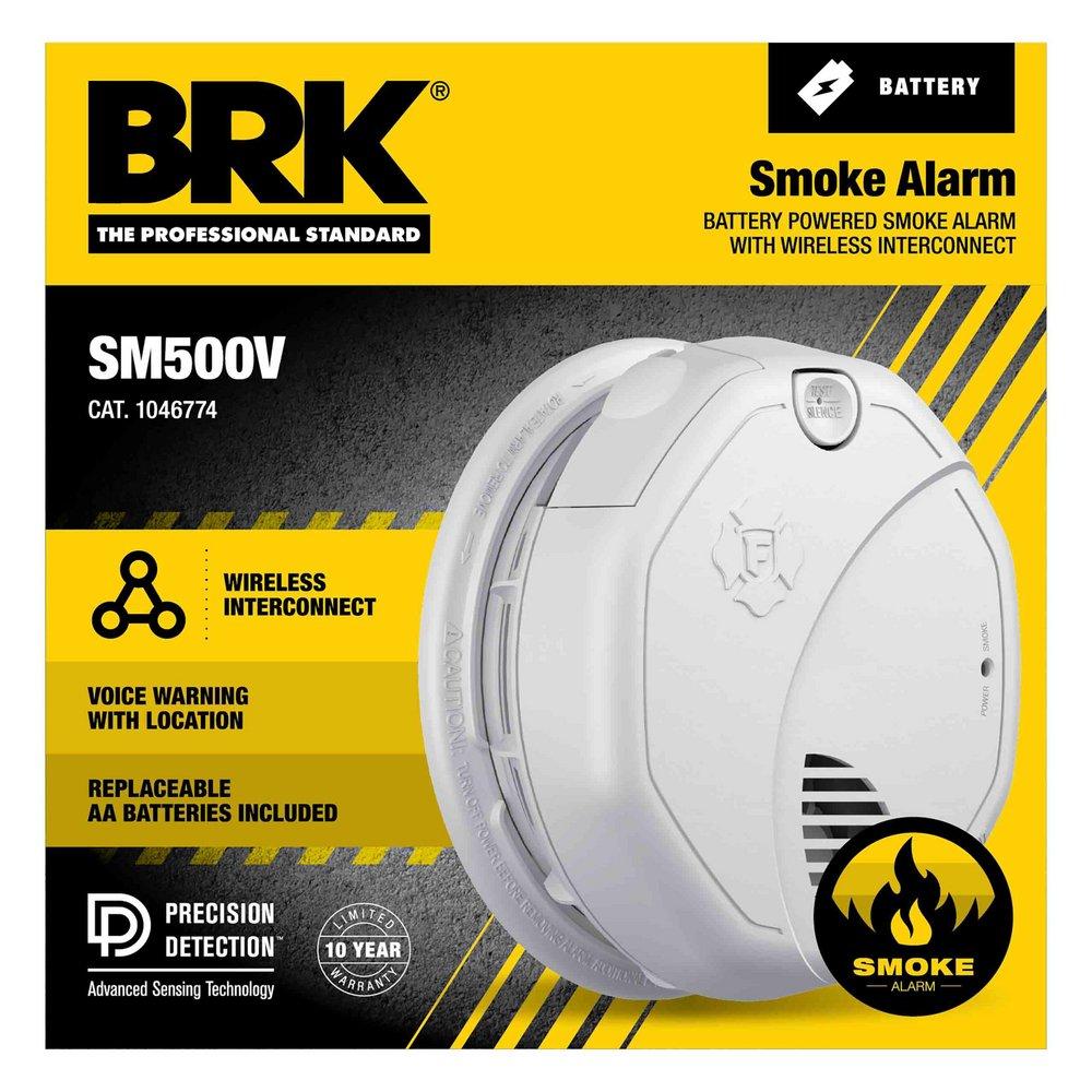 SM500V Battery-Operated Interconnect Smoke Alarm with Voice & Location Alerts 