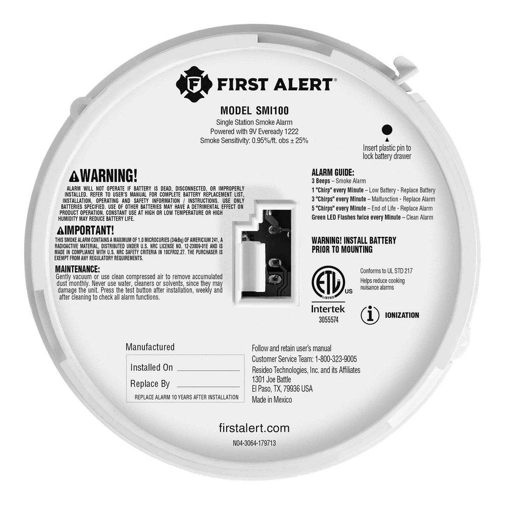 DC Smoke Alarm with 9V Battery 
