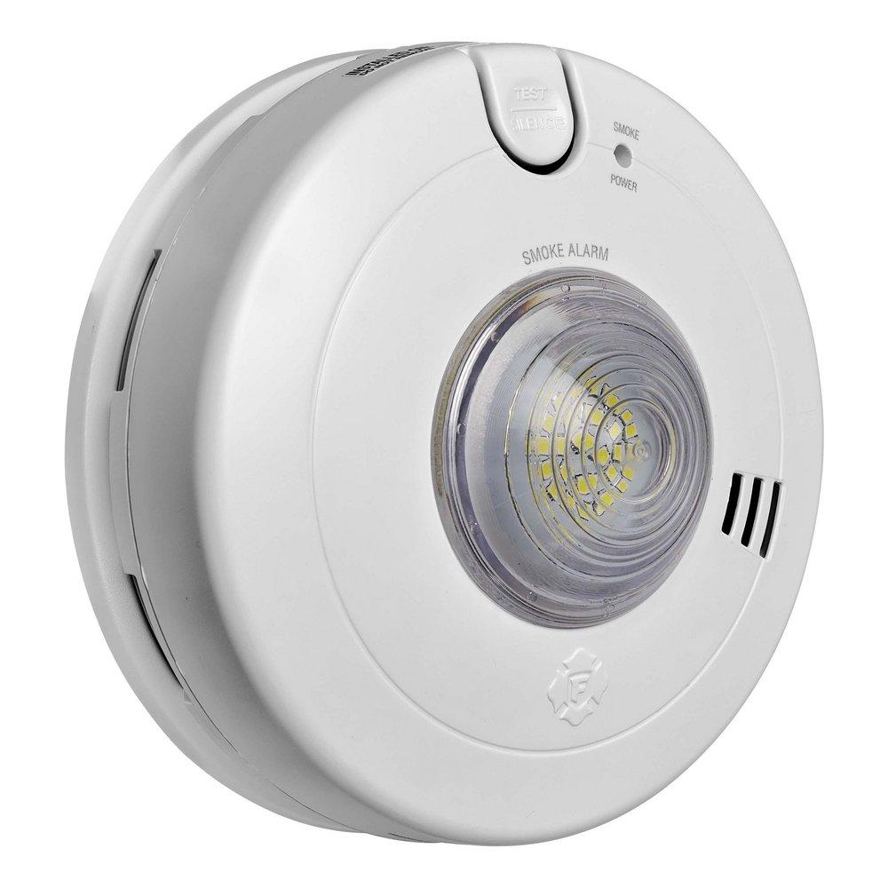 AC/DC Smoke Alarm with LED Strobe and 10 Year Battery 