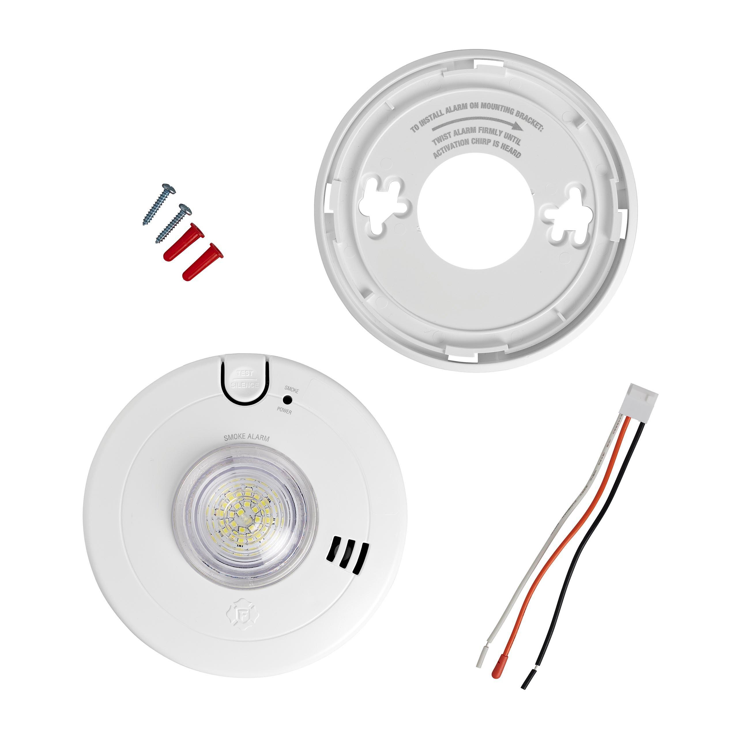 AC/DC Smoke Alarm with LED Strobe and 10 Year Battery 