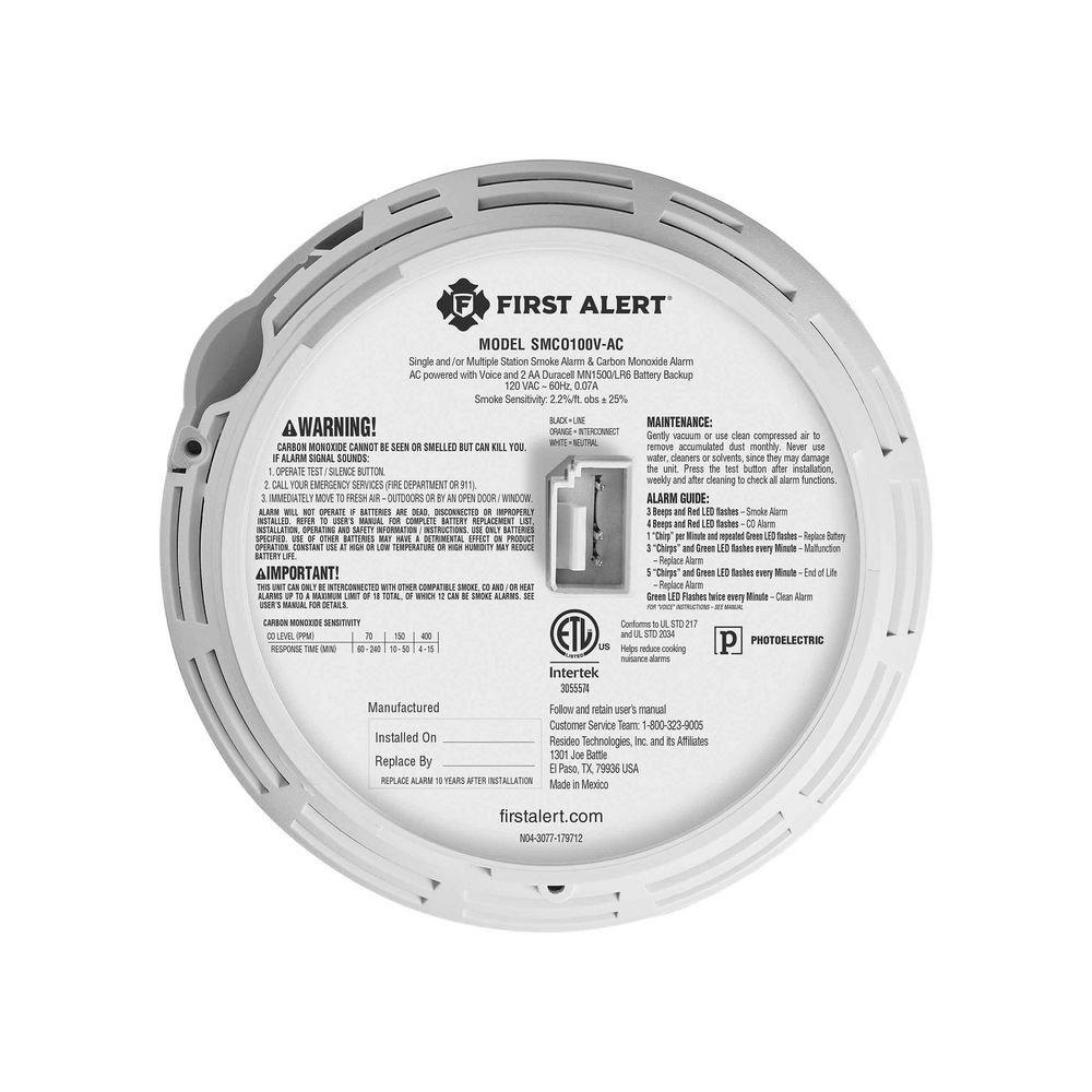 AC/DC Smoke & Carbon Monoxide Combo Alarm with Voice Alerts 