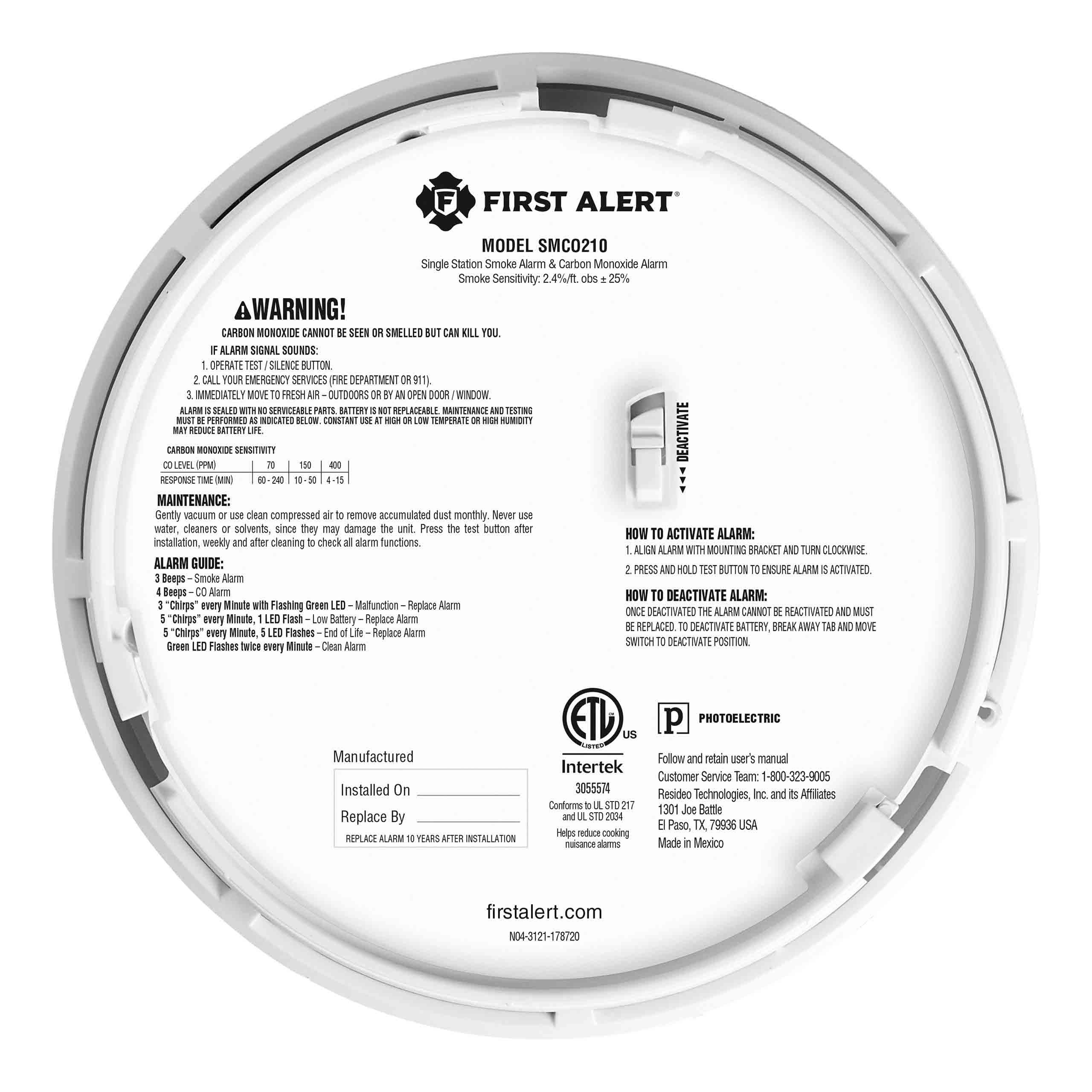 DC Smoke & Carbon Monoxide Combo Alarm 