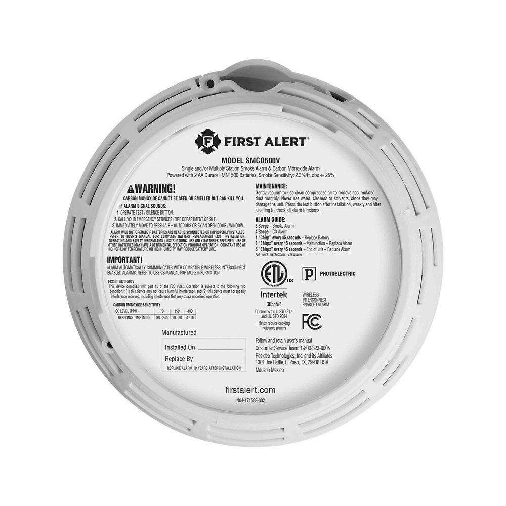 Smoke & Carbon Monoxide Combo Alarm, AA Battery Powered 