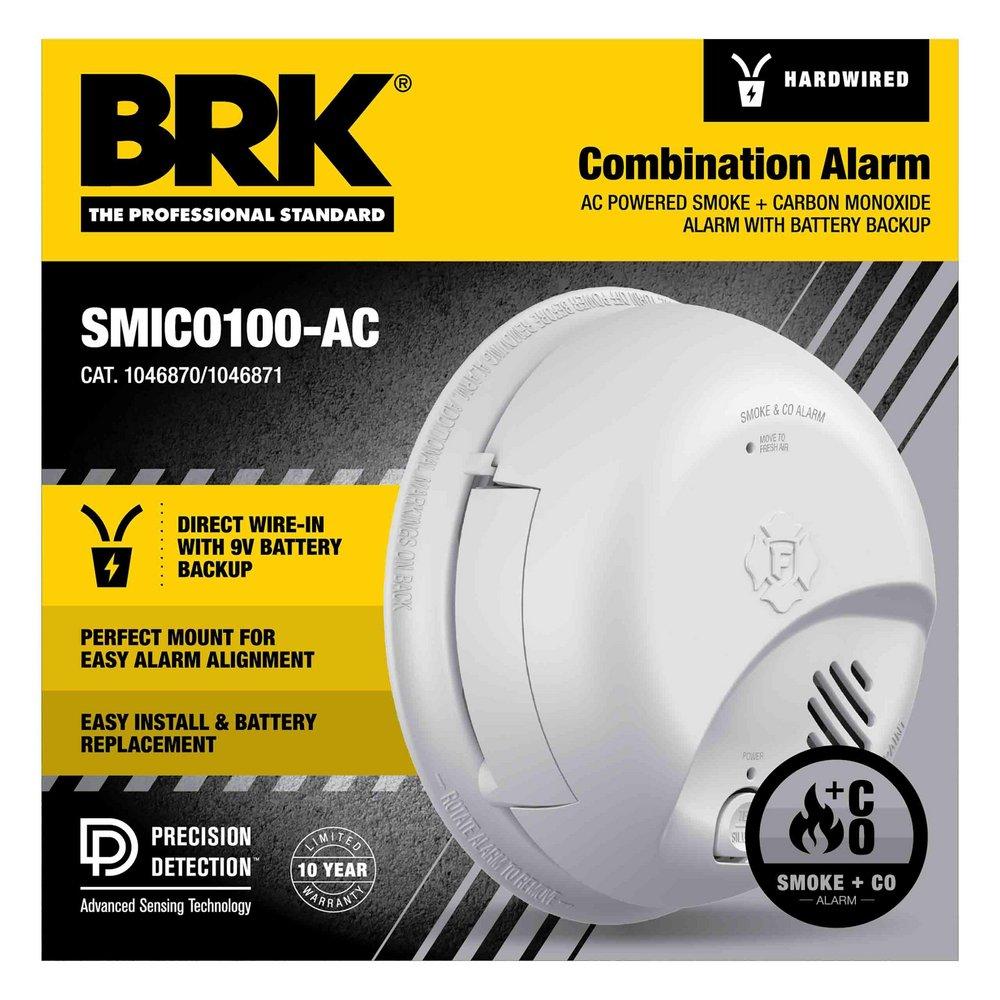 Hardwired AC/DC Smoke & Carbon Monoxide Combo Alarm with 9V Battery Backup 