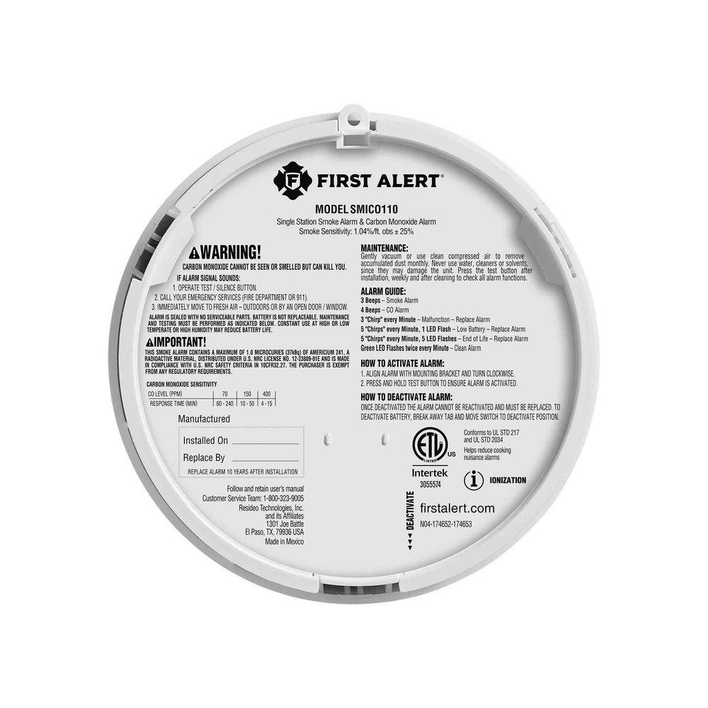 Smoke & Carbon Monoxide Combo Alarm with 10 Year Sealed Battery 