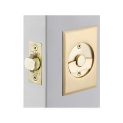 Rectangular Tubular Privacy Pocket Door Lock in Satin Brass