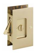 Modern Rectangular Privacy Pocket Door Lock in Satin Brass