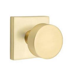 Dummy Knob with Square Rosette in Satin Brass