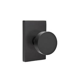Dummy Round Knob with Modern Rectangular Rosette in Flat Black