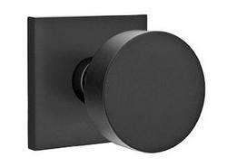 Privacy Door Knob with Square Rosette in Flat Black