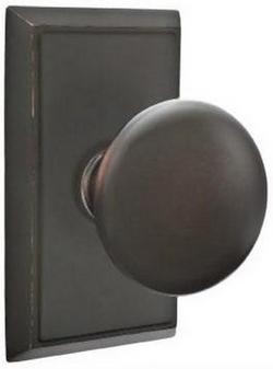 Privacy Door Knob with Rectangle Rosette in Oil Rubbed Bronze