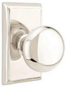 Privacy Door Knob  with Rectangle Rosette in Polished Nickel