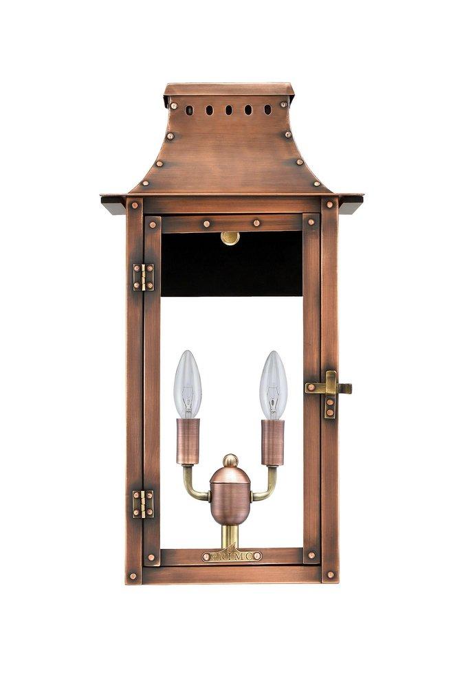 BREAUX BRIDGE 19 INCH COPPER ELECTRIC LANTERN TWO LIGHT CANDELABRA CLUSTER IN AGED COPPER FINISH 