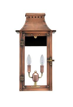2-Light Outdoor Wall-Mounted Lantern with Electric Configuration in Copper