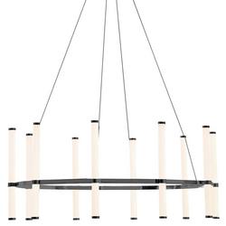 60W 32in. Wide LED Ring Chandelier in Matte Black with White Acrylic Diffuser