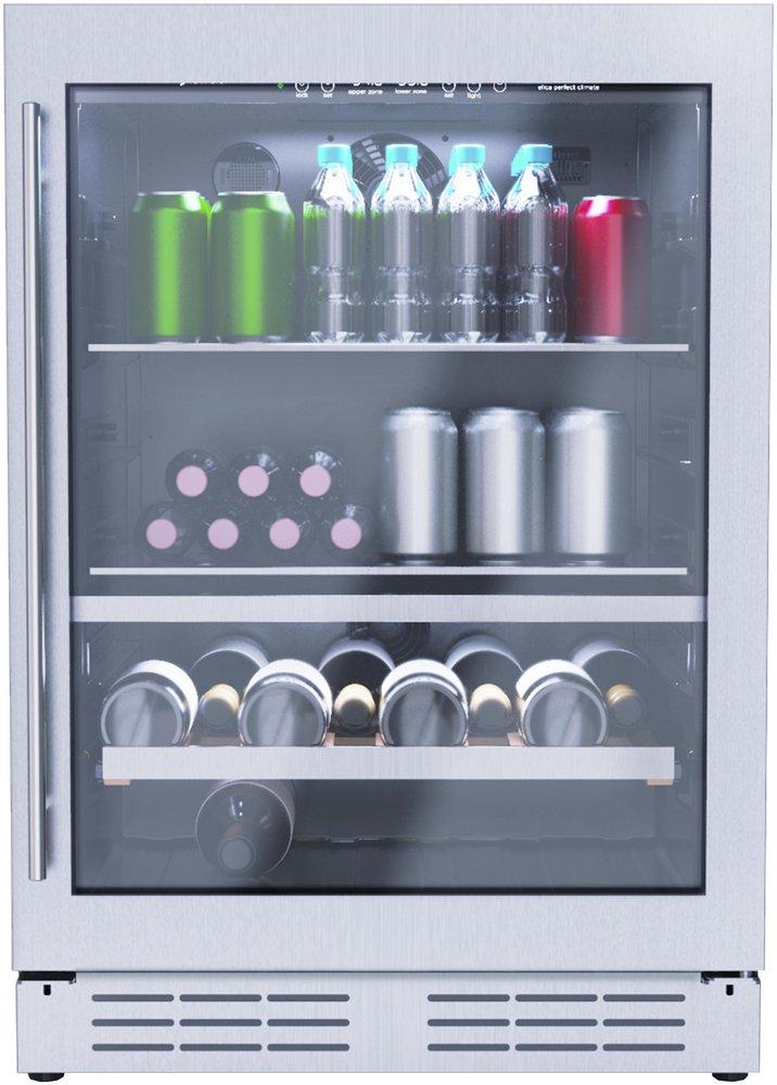 24 in. 14 Bottle and 72-Can Wine and Beverage Cooler in Stainless Steel 