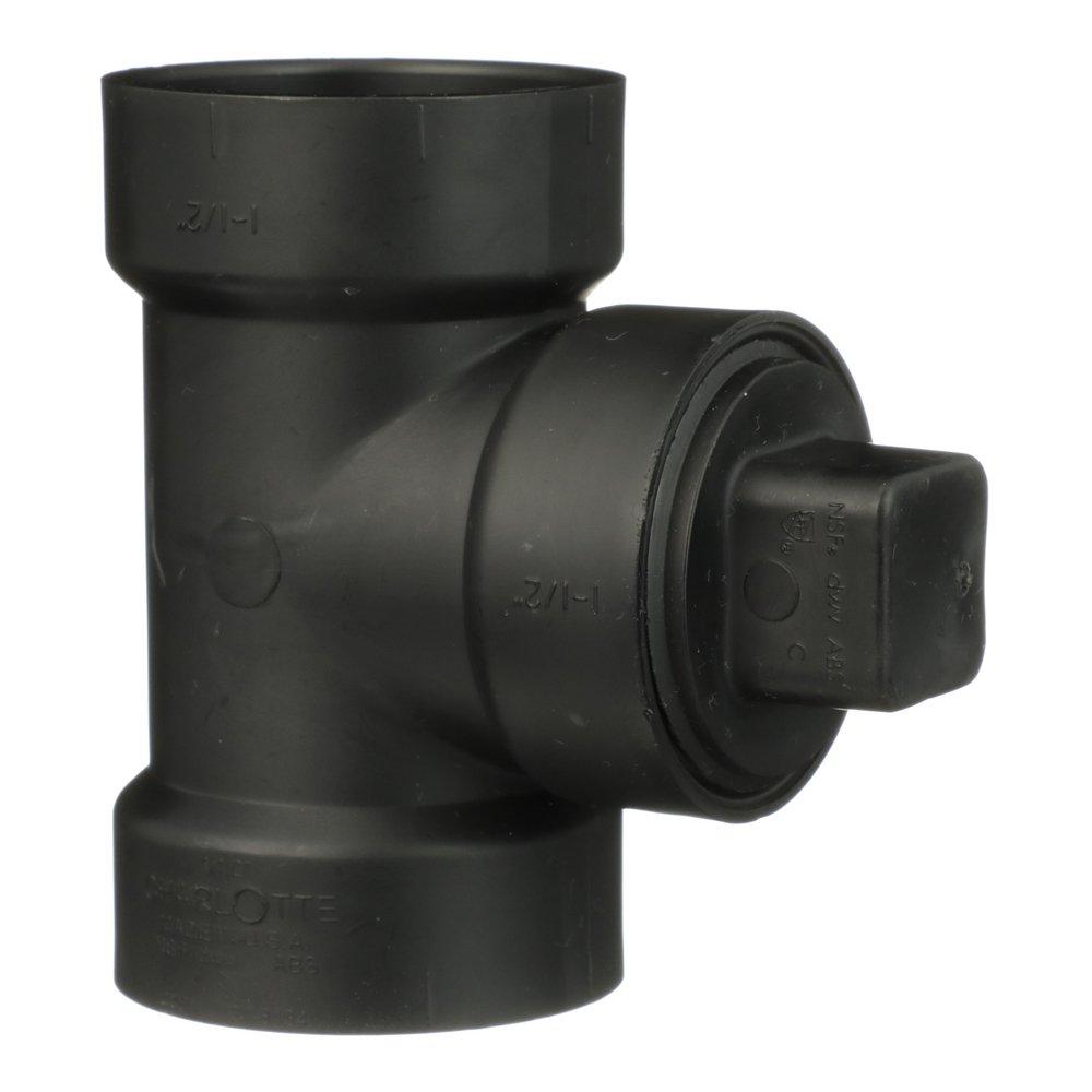 Black ABS DWV Flush Cleanout Tee With Plug 
